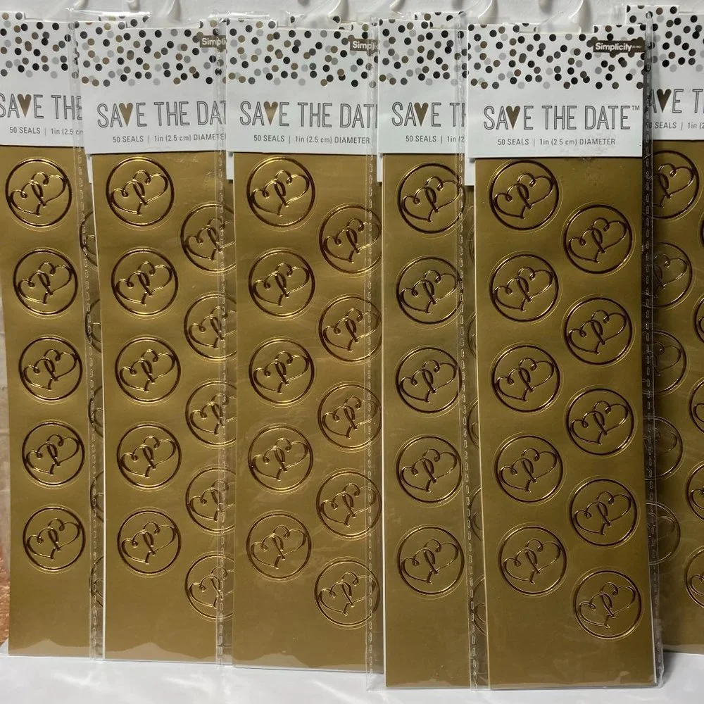 Double Heart Seals Gold Stickers for Cards Crafts